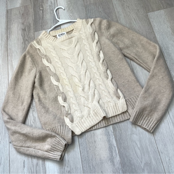 27 Miles Sweater cashmere cable knit womens Beige (small) fisherman classic - Picture 1 of 6